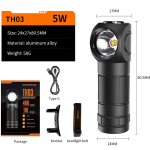 lanterna multifunctionala led superfire th03, usb, 460lm, 104m, incarcare usb-c, suport cap, prindere magnetica