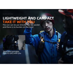 lanterna multifunctionala led superfire th03, usb, 460lm, 104m, incarcare usb-c, suport cap, prindere magnetica