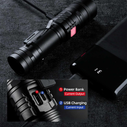 lanterna led superfire v8-s, 2000lm, 300m, 5200mah, zoom, incarcare usb-c, 36w