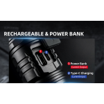 lanterna led superfire v8-s, 2000lm, 300m, 5200mah, zoom, incarcare usb-c, 36w