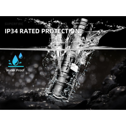 lanterna led superfire v8-s, 2000lm, 300m, 5200mah, zoom, incarcare usb-c, 36w