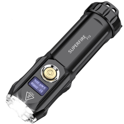 lanterna led superfire f15, 2000lm, 300m, 3700mah, incarcare usb-c, 36w