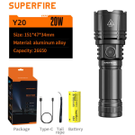 lanterna led superfire y20, 1200lm, 800m, 3700mah incarcare usb-c, 20w lanterna led superfire y20, 1200lm, 800m, 3700mah incarcare usb-c, 20w
