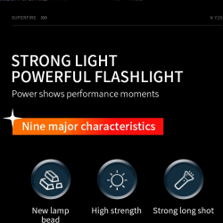 lanterna led superfire y20, 1200lm, 800m, 3700mah incarcare usb-c, 20w