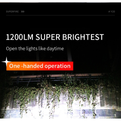 lanterna led superfire y20, 1200lm, 800m, 3700mah incarcare usb-c, 20w