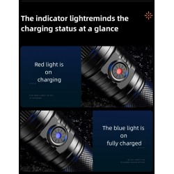 lanterna led superfire y26, 1200lm, 800m, 3700mah, incarcare usb-c, 15w