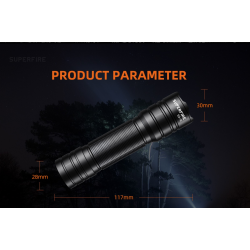 lanterna led superfire s3-a, 146lm, 214m, 800mah, 3w