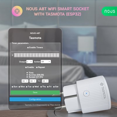 priza inteligenta wifi nous a8t, 10a - tasmota, esp32