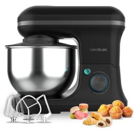 mixer cu bol din inox cecotec cecomixer merengue, 1200w, bol 5l inox, 6 viteze, 5 functii, accesorii incluse, negru
