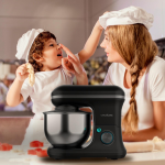 mixer cu bol din inox cecotec cecomixer merengue, 1200w, bol 5l inox, 6 viteze, 5 functii, accesorii incluse, negru