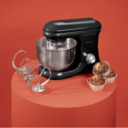 mixer cu bol din inox cecotec cecomixer merengue, 1200w, bol 5l inox, 6 viteze, 5 functii, accesorii incluse, negru