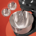 mixer cu bol din inox cecotec cecomixer merengue, 1200w, bol 5l inox, 6 viteze, 5 functii, accesorii incluse, negru