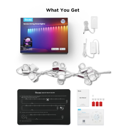 banda cu spoturi led govee rgbic string downlights, h608a, 5m, wi-fi, sincronizare muzica