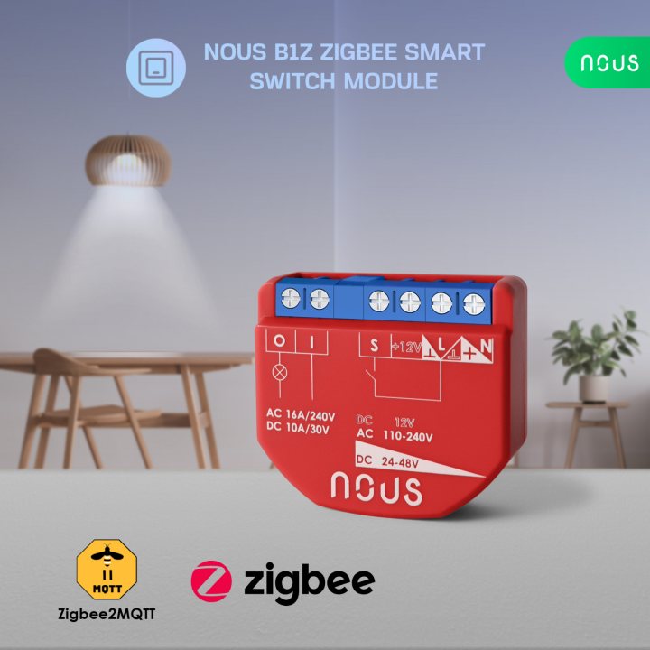 releu inteligent nous b2z, 16a, zigbee, 1 canal pm, monitorizare energie