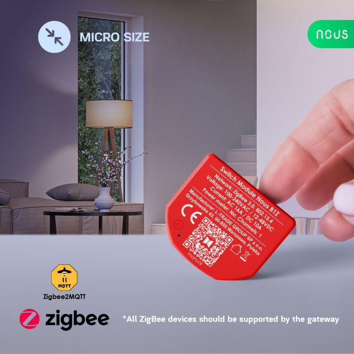 releu inteligent nous b2z, 16a, zigbee, 1 canal pm, monitorizare energie