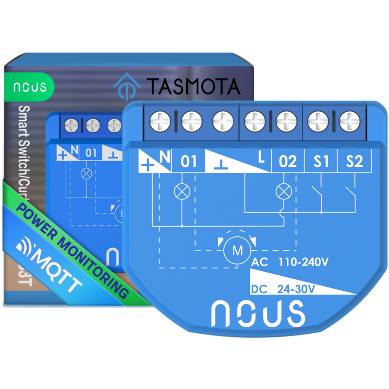 releu wireless nous b3t pm, 16a, tasmota, matter, monitorizare energie,modul cortina - 2 canal, esp32