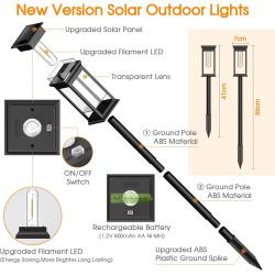 set 2 lampi solare led rovo xhl-652, lumina alb cald