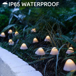 set 30 lampi solare led rovo 01-alb, ciupercute, lumina alb cald, 6.5m, 8 moduri