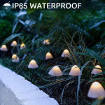 set 30 lampi solare led rovo 01-alb, ciupercute, lumina alb cald, 6.5m, 8 moduri