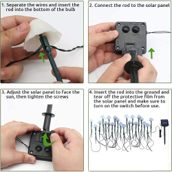 set 30 lampi solare led rovo 01-alb, ciupercute, lumina alb cald, 6.5m, 8 moduri