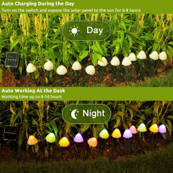 set 30 lampi solare led rovo 01-rgb, ciupercute, lumina multicolora, 6.5m, 8 moduri