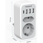 priza multipla tessan ts-328, 2 prize, 1 port usb-c, 3 porturi usb, 240 v, alb , 3600w priza multipla tessan ts-328, 2 prize, 1 port usb-c, 3 porturi usb, 240 v, alb , 3600w