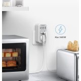 priza multipla tessan ts-328, 2 prize, 1 port usb-c, 3 porturi usb, 240 v, alb , 3600w