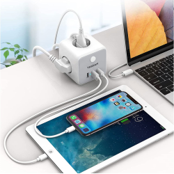 prelungitor tip cub tessan ts-301-c, 3 prize, 2 x usb a, 1 x usb-c, cablu 1.5m