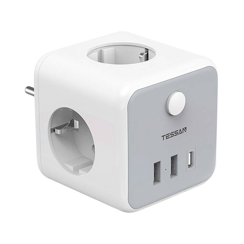 prelungitor tip cub tessan ts-301-de-c, 3 prize, 2 x usb a, 1 x usb-c