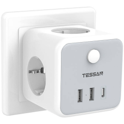prelungitor tip cub tessan ts-301-de-c, 3 prize, 2 x usb a, 1 x usb-c