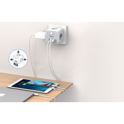 prelungitor tip cub tessan ts-301-de-c, 3 prize, 2 x usb a, 1 x usb-c