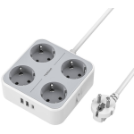 prelungitor tessan ts-302-c, 4 prize, 2 x usb-a, 1x usb-c, 3a, cablu 2m