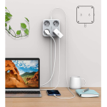 prelungitor tessan ts-302-c, 4 prize, 2 x usb-a, 1x usb-c, 3a, cablu 2m