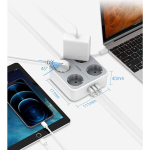 prelungitor tessan ts-302-c, 4 prize, 2 x usb-a, 1x usb-c, 3a, cablu 2m