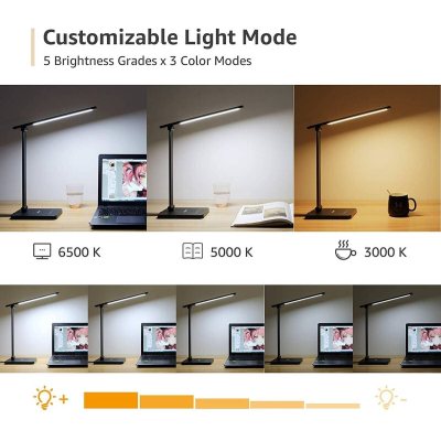 lampa de birou led lepro pr310002 control touch, 3 moduri, 9w, 750 lumeni, negru
