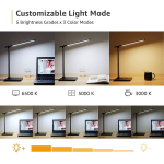 lampa de birou led lepro pr310002 control touch, 3 moduri, 9w, 750 lumeni, negru