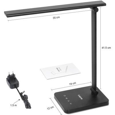lampa de birou led lepro pr310002 control touch, 3 moduri, 9w, 750 lumeni, negru