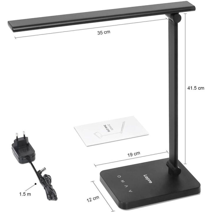 lampa de birou led lepro pr310002 control touch, 3 moduri, 9w, 750 lumeni, negru