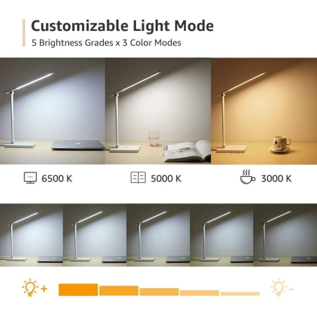 lampa de birou led lepro pr310001 control touch, 3 moduri, 9w, 800 lumeni, alb