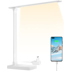 lampa de birou led lepro pr310003 control touch, 3 moduri, 15w, 655 lumeni, usb, alb