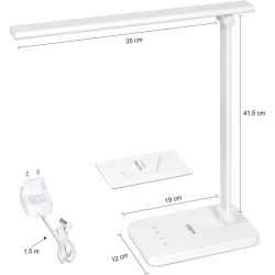 lampa de birou led lepro pr310003 control touch, 3 moduri, 15w, 655 lumeni, usb, alb
