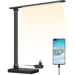 lampa de birou led lepro pr310004 control touch, 3 moduri, 15w, 655 lumeni, usb, negru