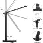 lampa de birou led lepro pr310004 control touch, 3 moduri, 15w, 655 lumeni, usb, negru