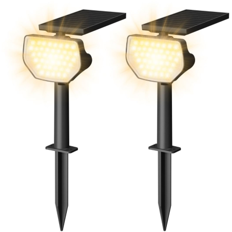set 2 bucati lampi solare led lepro pr510005, 43 leduri, ip65 lumina alba calda, 2 moduri