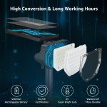 set 2 bucati lampi solare led lepro pr510005, 43 leduri, ip65 lumina alba calda, 2 moduri