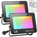 set 2 proiectoare de podea led rgb lepro, telecomanda , 50w, ip65 waterproof