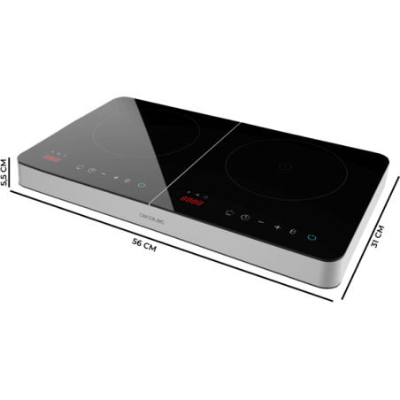 plita cu inductie 2 zone cecotec full magma double, 3500w, touch control, 10 niveluri