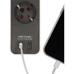 prelungitor brennenstuhl ecolor 4 prize, 2xusb-c, 1.5m negru alb