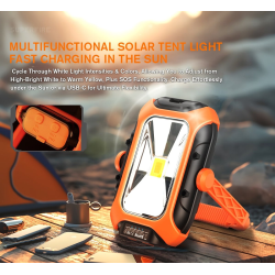 lanterna led superfire gm05,  panou solar, 500 lumeni, acumulator 5200mah, incarcare, usb-c