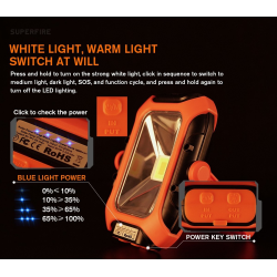 lanterna led superfire gm05,  panou solar, 500 lumeni, acumulator 5200mah, incarcare, usb-c